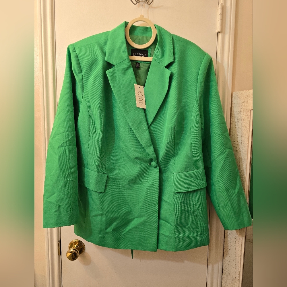 Eloquii Plus Size Women's Green Blazer & Skirt